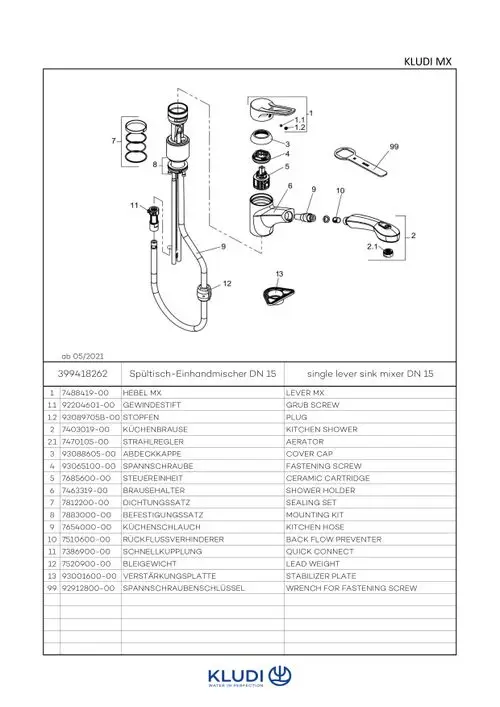 KLUDI MX Spültisch-EHM DN 8 herausziehbarer Brause chrom/mocca, 399418262, Artikel in Kategorie